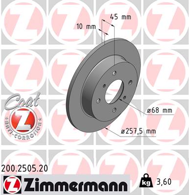 Bremsscheibe Hinterachse Zimmermann 200.2505.20 von Zimmermann