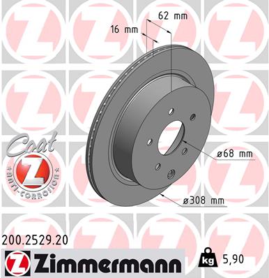 Bremsscheibe Hinterachse Zimmermann 200.2529.20 von Zimmermann