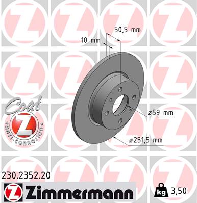 Bremsscheibe Hinterachse Zimmermann 230.2352.20 von Zimmermann