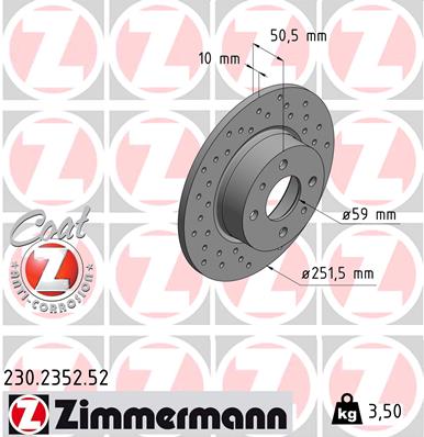 Bremsscheibe Hinterachse Zimmermann 230.2352.52 von Zimmermann