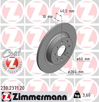 Bremsscheibe Hinterachse Zimmermann 230.2371.20 von Zimmermann