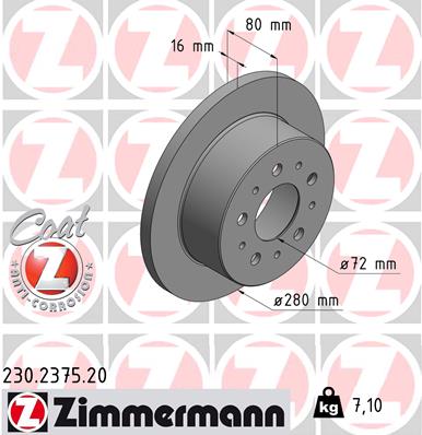 Bremsscheibe Hinterachse Zimmermann 230.2375.20 von Zimmermann