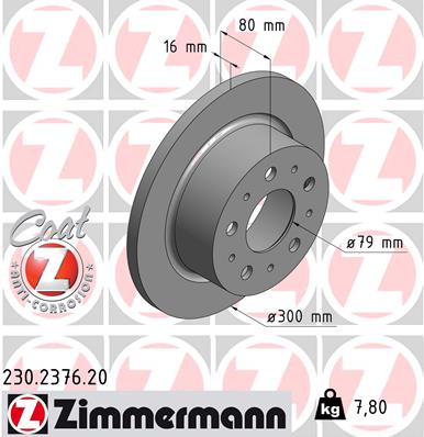 Bremsscheibe Hinterachse Zimmermann 230.2376.20 von Zimmermann