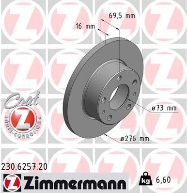 Bremsscheibe Hinterachse Zimmermann 230.6257.20 von Zimmermann