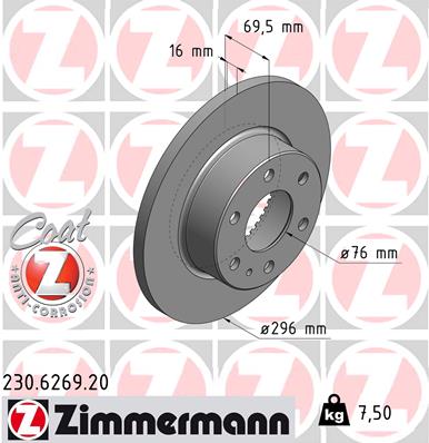 Bremsscheibe Hinterachse Zimmermann 230.6269.20 von Zimmermann