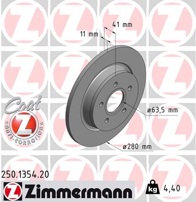 Bremsscheibe Hinterachse Zimmermann 250.1354.20 von Zimmermann