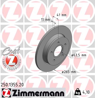 Bremsscheibe Hinterachse Zimmermann 250.1355.20 von Zimmermann