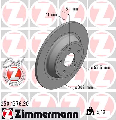 Bremsscheibe Hinterachse Zimmermann 250.1376.20 von Zimmermann