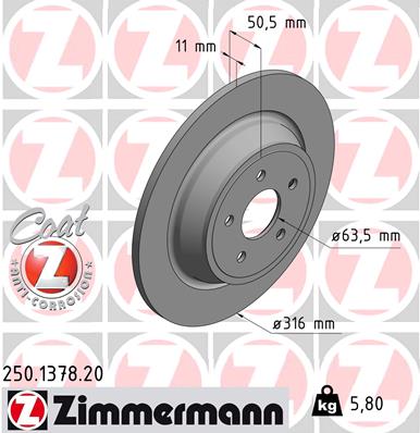 Bremsscheibe Hinterachse Zimmermann 250.1378.20 von Zimmermann