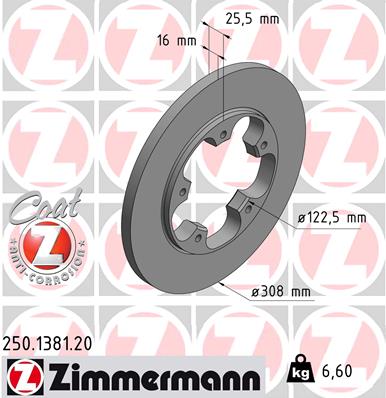 Bremsscheibe Hinterachse Zimmermann 250.1381.20 von Zimmermann