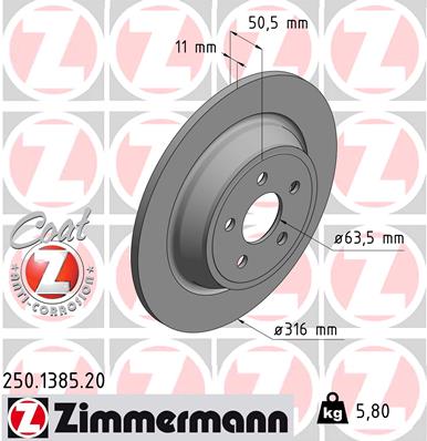 Bremsscheibe Hinterachse Zimmermann 250.1385.20 von Zimmermann