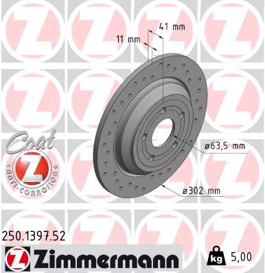 Bremsscheibe Hinterachse Zimmermann 250.1397.52 von Zimmermann