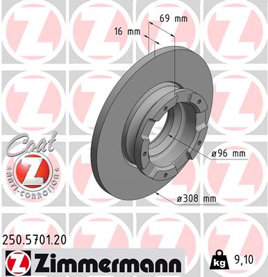 Bremsscheibe Hinterachse Zimmermann 250.5701.20 von Zimmermann