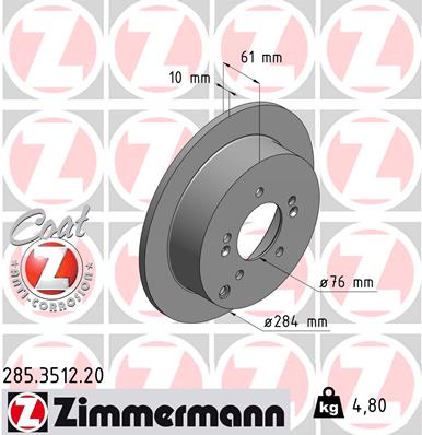 Bremsscheibe Hinterachse Zimmermann 285.3512.20 von Zimmermann