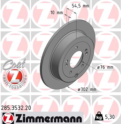 Bremsscheibe Hinterachse Zimmermann 285.3532.20 von Zimmermann