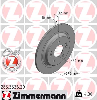 Bremsscheibe Hinterachse Zimmermann 285.3536.20 von Zimmermann