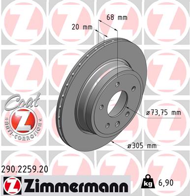 Bremsscheibe Hinterachse Zimmermann 290.2259.20 von Zimmermann