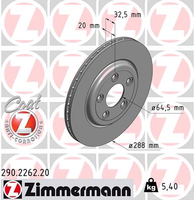 Bremsscheibe Hinterachse Zimmermann 290.2262.20 von Zimmermann