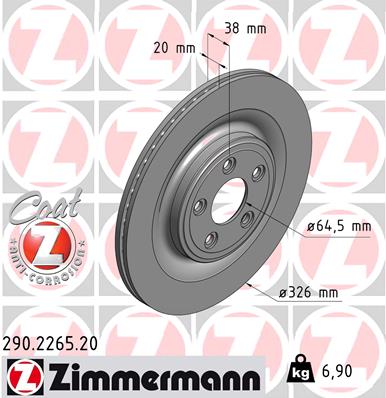 Bremsscheibe Hinterachse Zimmermann 290.2265.20 von Zimmermann