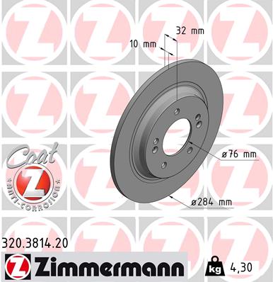 Bremsscheibe Hinterachse Zimmermann 320.3814.20 von Zimmermann