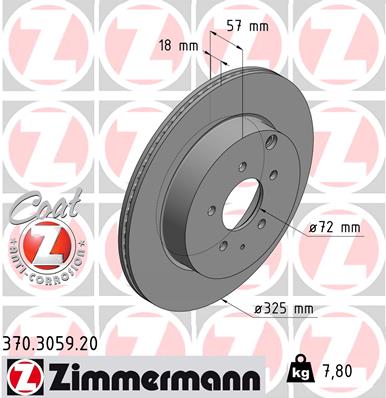 Bremsscheibe Hinterachse Zimmermann 370.3059.20 von Zimmermann