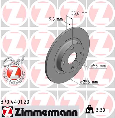 Bremsscheibe Hinterachse Zimmermann 370.4401.20 von Zimmermann