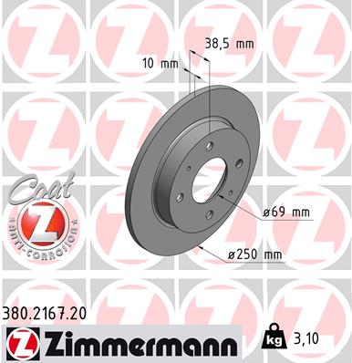 Bremsscheibe Hinterachse Zimmermann 380.2167.20 von Zimmermann