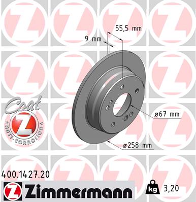 Bremsscheibe Hinterachse Zimmermann 400.1427.20 von Zimmermann