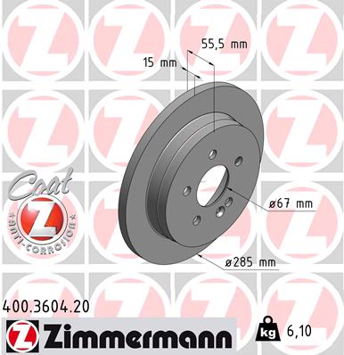 Bremsscheibe Hinterachse Zimmermann 400.3604.20 von Zimmermann