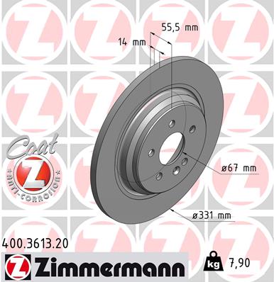 Bremsscheibe Hinterachse Zimmermann 400.3613.20 von Zimmermann