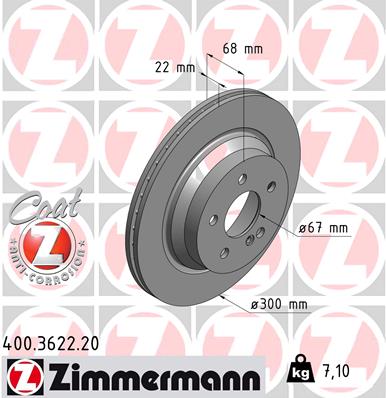 Bremsscheibe Hinterachse Zimmermann 400.3622.20 von Zimmermann