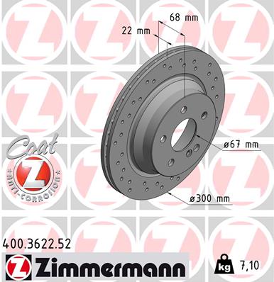 Bremsscheibe Hinterachse Zimmermann 400.3622.52 von Zimmermann