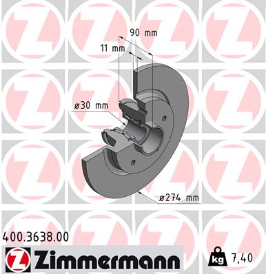 Bremsscheibe Hinterachse Zimmermann 400.3638.00 von Zimmermann