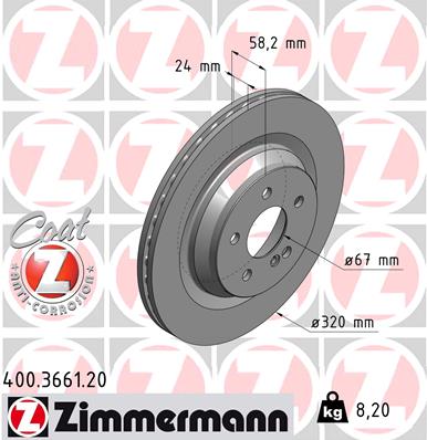 Bremsscheibe Hinterachse Zimmermann 400.3661.20 von Zimmermann