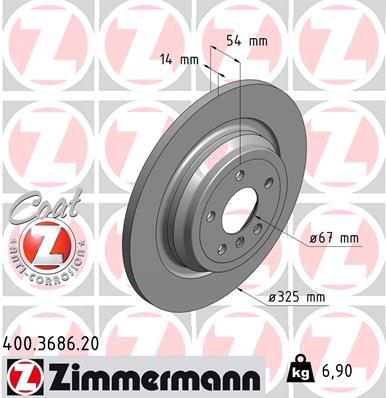 Bremsscheibe Hinterachse Zimmermann 400.3686.20 von Zimmermann