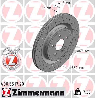 Bremsscheibe Hinterachse Zimmermann 400.5517.20 von Zimmermann