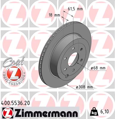 Bremsscheibe Hinterachse Zimmermann 400.5536.20 von Zimmermann