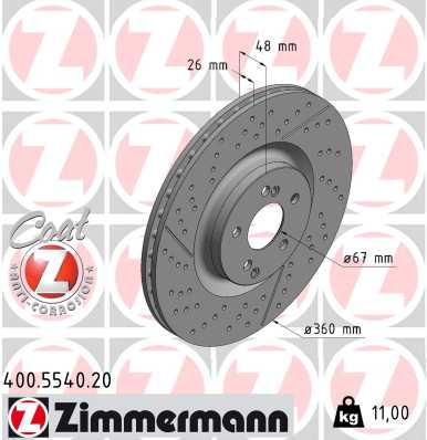 Bremsscheibe Hinterachse Zimmermann 400.5540.20 von Zimmermann