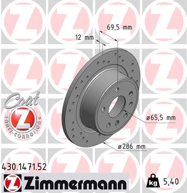 Bremsscheibe Hinterachse Zimmermann 430.1471.52 von Zimmermann