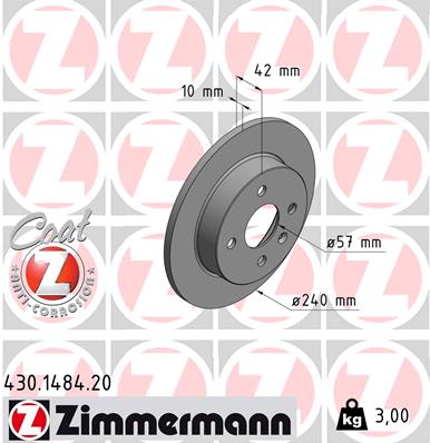 Bremsscheibe Hinterachse Zimmermann 430.1484.20 von Zimmermann