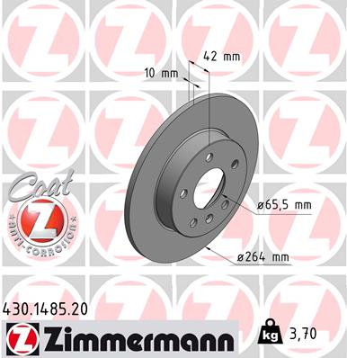 Bremsscheibe Hinterachse Zimmermann 430.1485.20 von Zimmermann