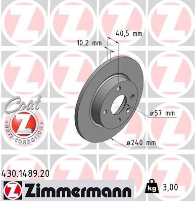 Bremsscheibe Hinterachse Zimmermann 430.1489.20 von Zimmermann