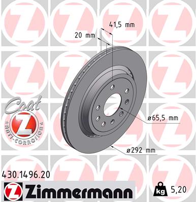 Bremsscheibe Hinterachse Zimmermann 430.1496.20 von Zimmermann