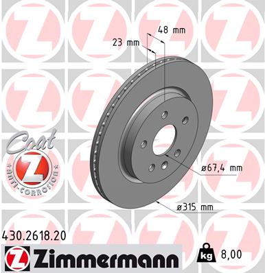 Bremsscheibe Hinterachse Zimmermann 430.2618.20 von Zimmermann