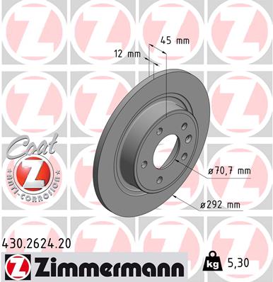 Bremsscheibe Hinterachse Zimmermann 430.2624.20 von Zimmermann