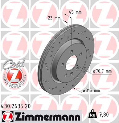 Bremsscheibe Hinterachse Zimmermann 430.2635.20 von Zimmermann