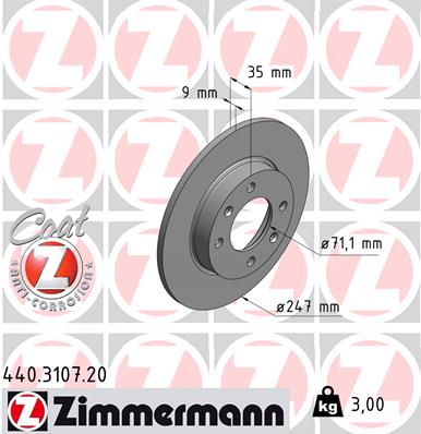 Bremsscheibe Hinterachse Zimmermann 440.3107.20 von Zimmermann