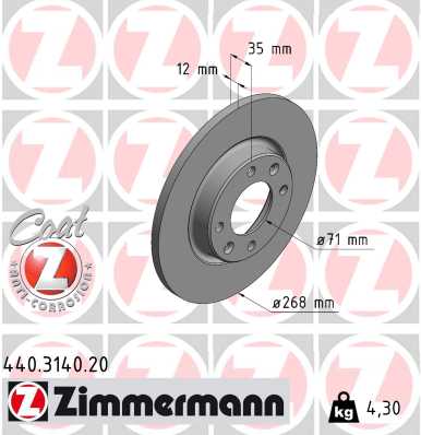 Bremsscheibe Hinterachse Zimmermann 440.3140.20 von Zimmermann