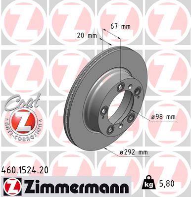 Bremsscheibe Hinterachse Zimmermann 460.1524.20 von Zimmermann