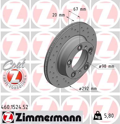 Bremsscheibe Hinterachse Zimmermann 460.1524.52 von Zimmermann